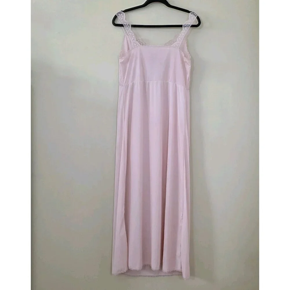 Vintage Fibra Anic Nivion IT 4 / L Full Slip Nightgown Babydoll Nylon Lace Italy